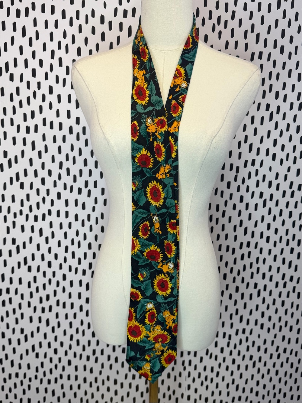Garfield Paws Addiction Sunflower Cat Polyester Neck Tie